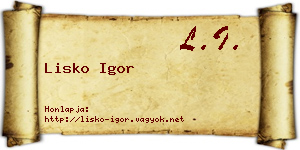 Lisko Igor névjegykártya